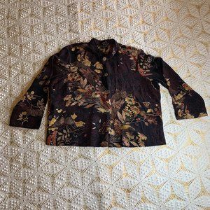 Women's XL Citron Classic Style Blouse Asian Inspired Design Button Down